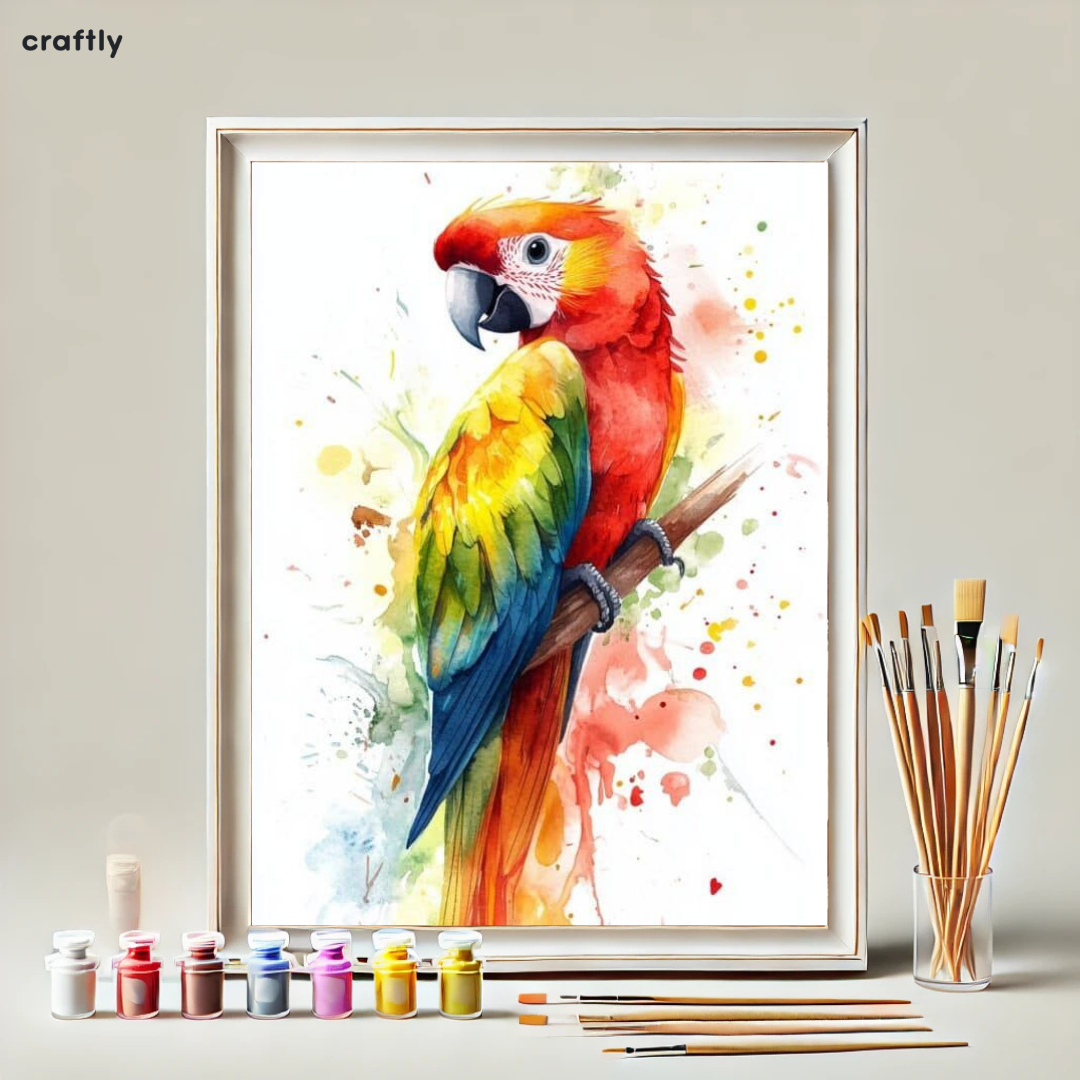 Paint by Numbers – Colourful Parrot on a Branch