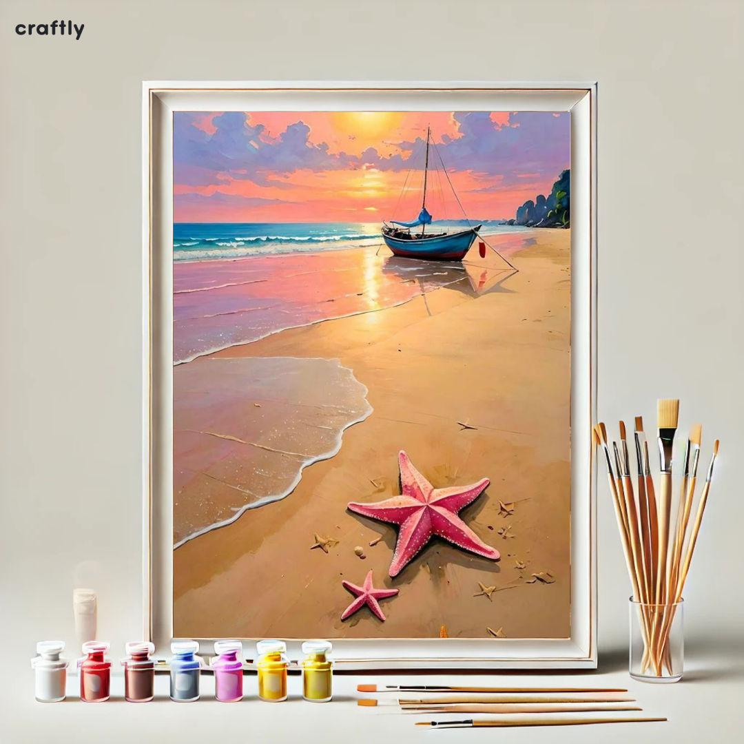 Paint by Numbers – Sunset Beach with Starfish