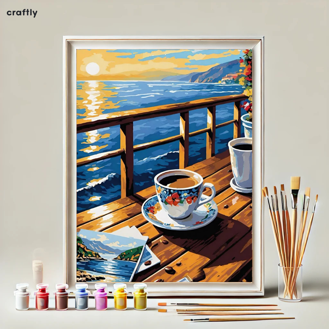 Paint by Numbers – Coffee on a Balcony Facing the Sea
