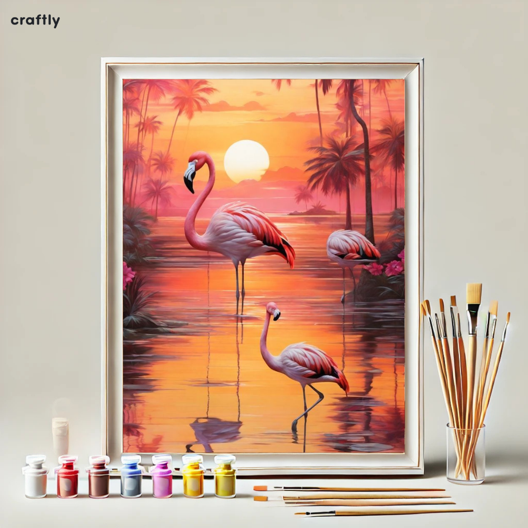 Paint by Numbers – Flamingo in a Tropical Sunrise