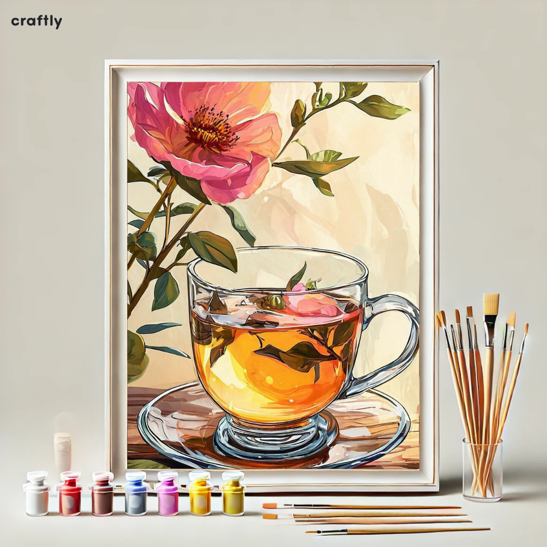 Paint by Numbers – Floral Tea in a Glass Cup