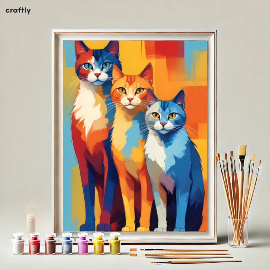 Paint by Numbers – Three Colourful Cats