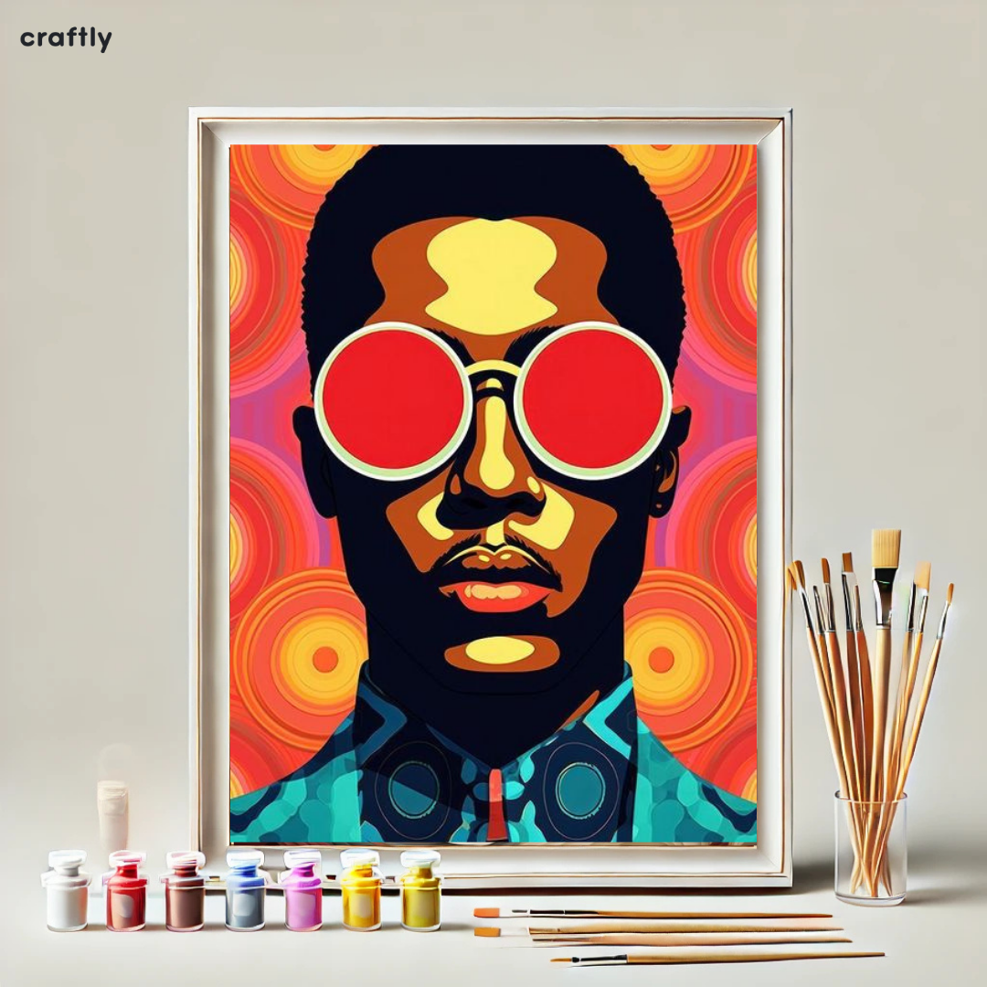 Paint by Numbers – Man with Glasses and Colourful Background