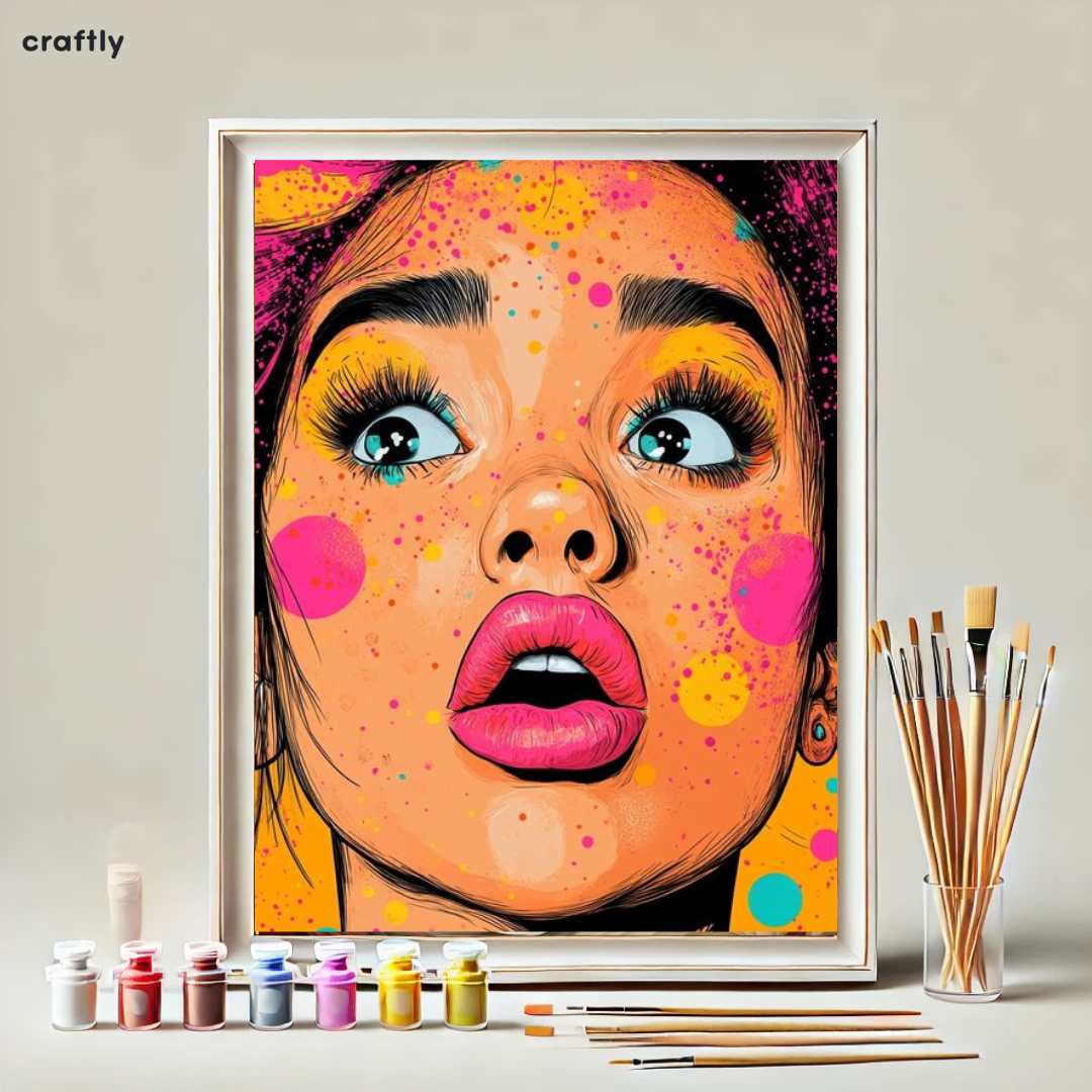 Paint by Numbers – Pop Art Woman with Surprised Expression