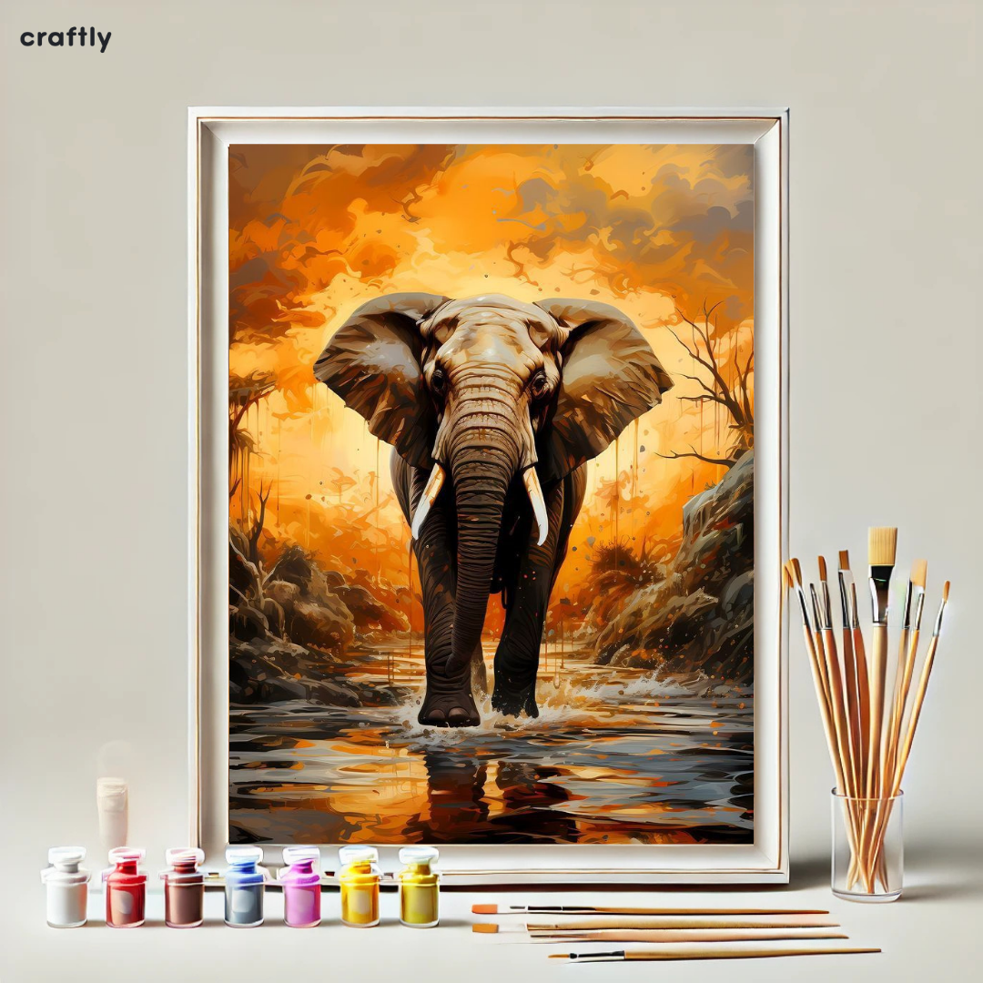 Paint by Numbers – Elephant at Sunset