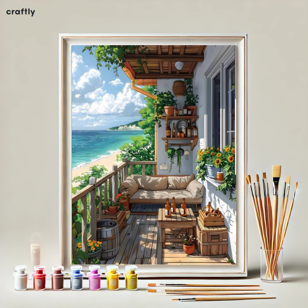 Paint by Numbers – Painting Balcony Facing the Sea