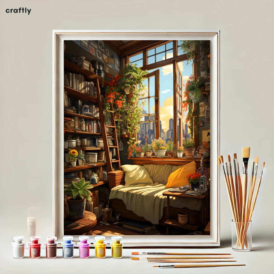 Paint by Numbers – Green Reading Corner in the City