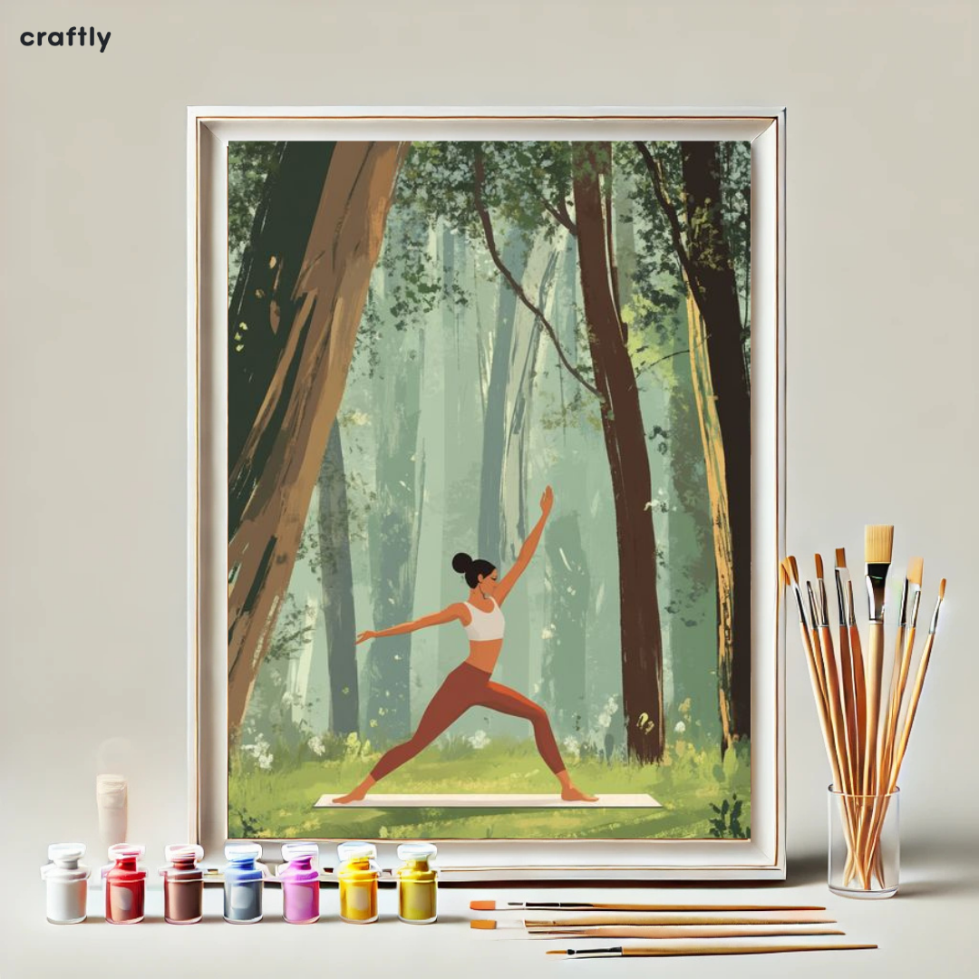 Paint by Numbers – Yoga in Nature in a Green Forest