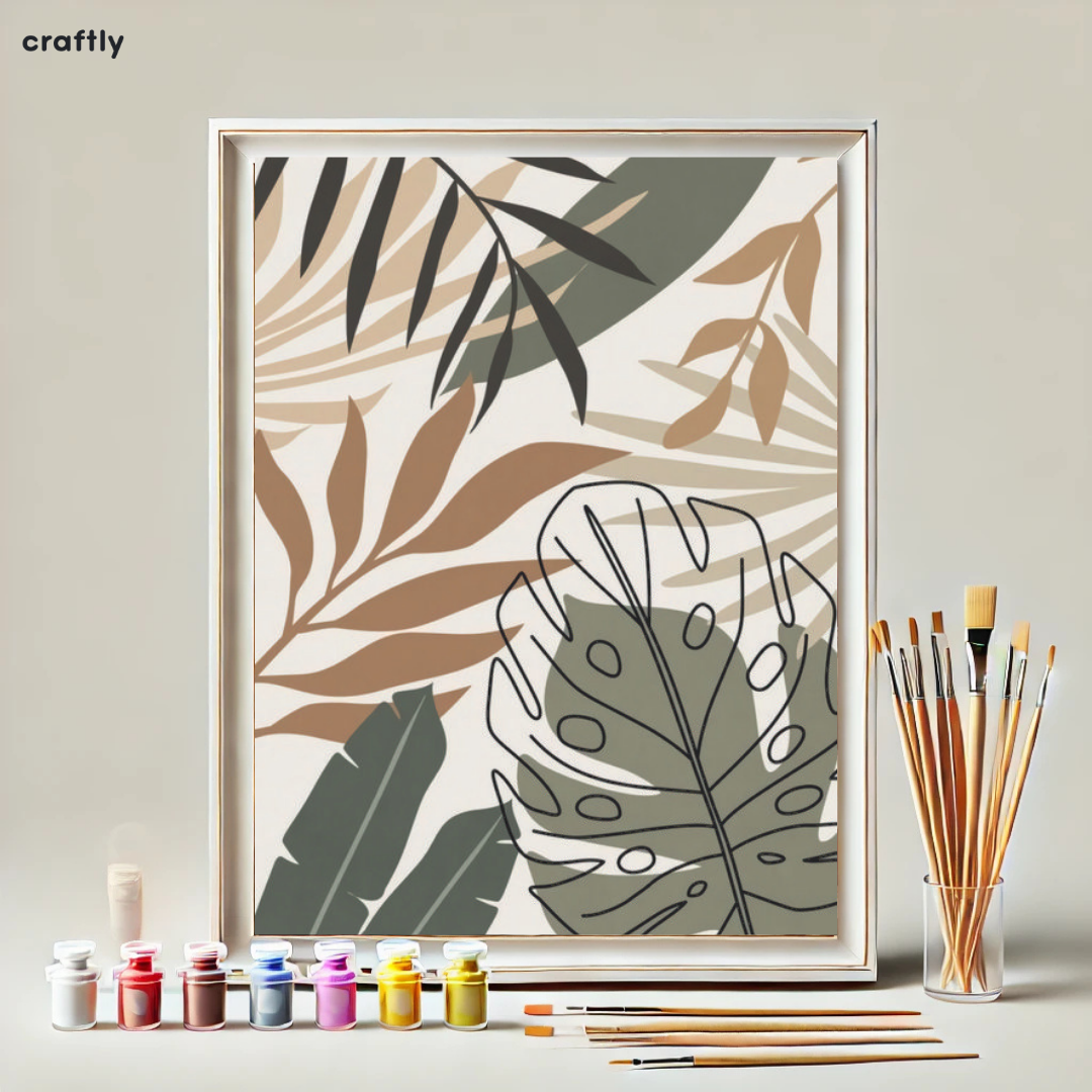 Paint by Numbers – Natural Leaf Pattern in Earth Tones
