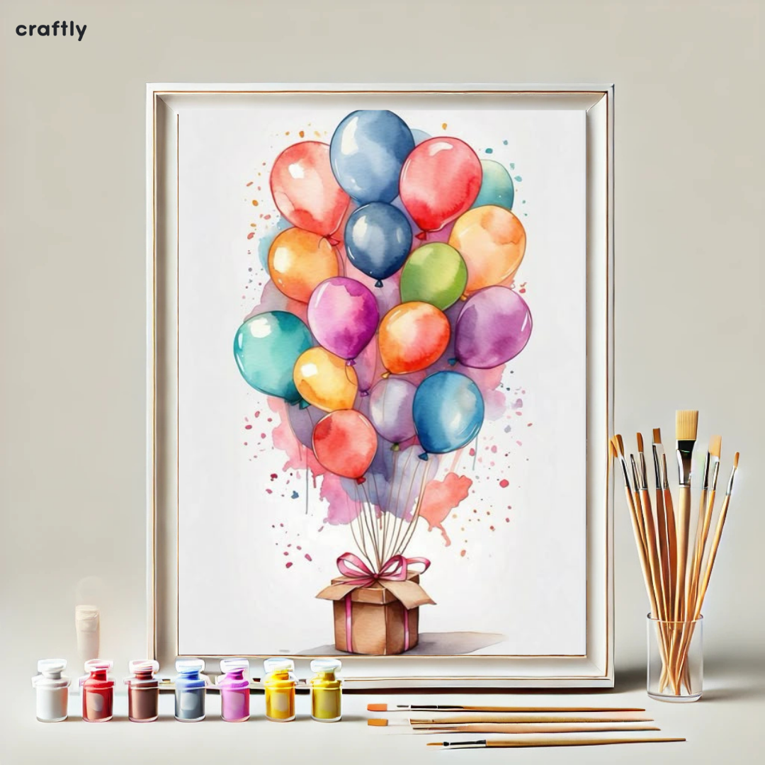 Paint by Numbers – Colourful Watercolour Balloons