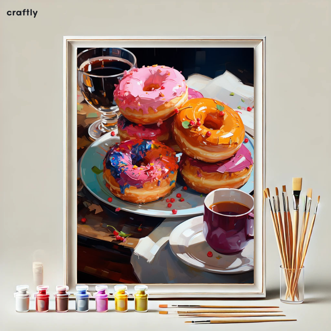 Paint by Numbers – Colourful Donuts with Coffee