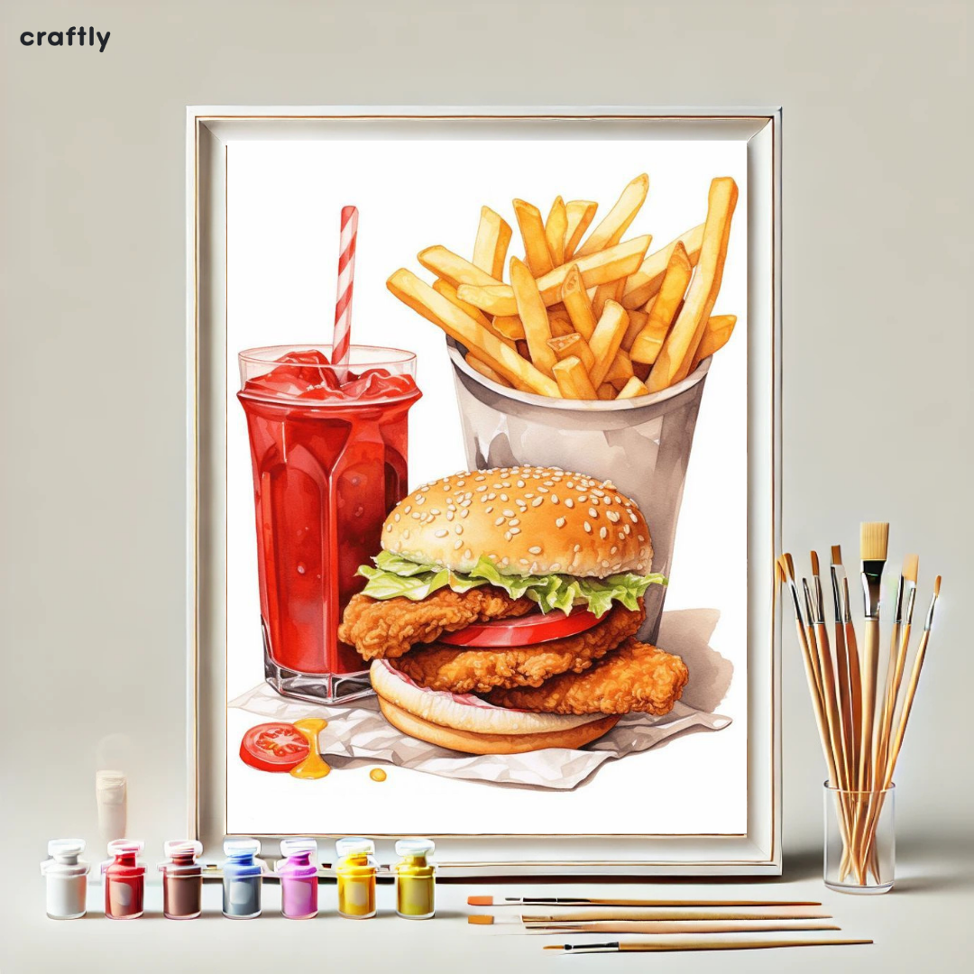Paint by Numbers – Burger with Fries