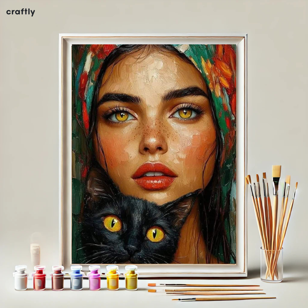 Paint by Numbers – Girl with a Black Cat