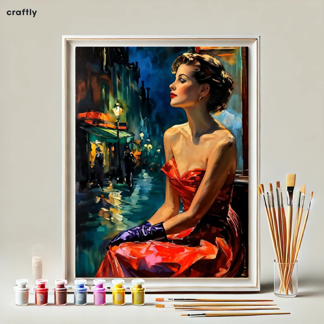Paint by Numbers – Woman in a Red Evening Dress