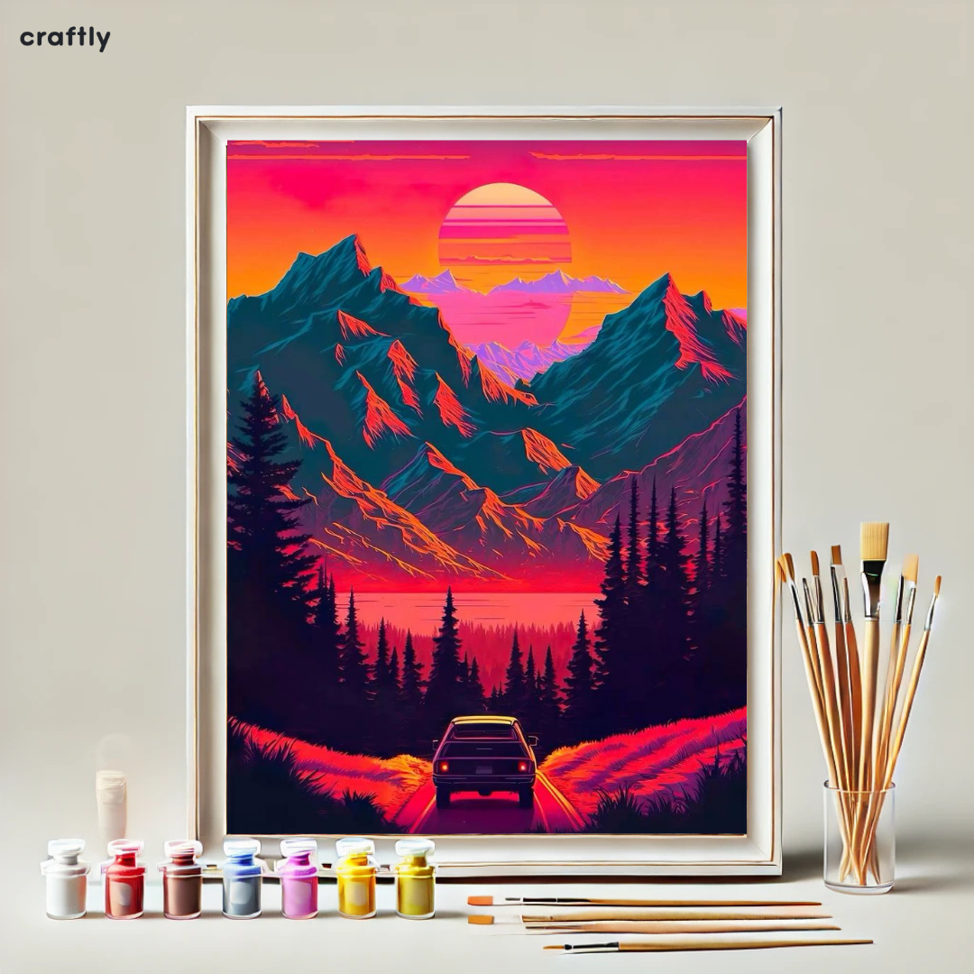 Paint by Numbers – Sunset Car Beach Scene