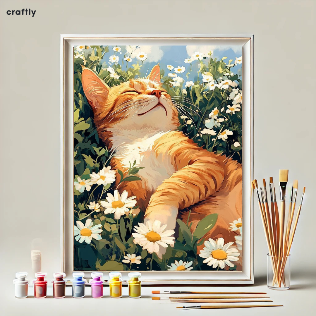 Paint by Numbers – Cat Napping in Flowers