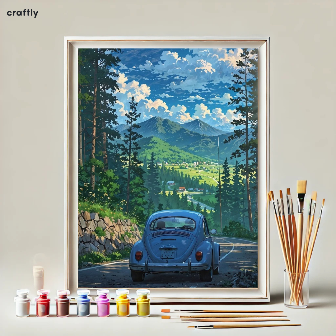 Paint by Numbers – Car on a Mountain Road
