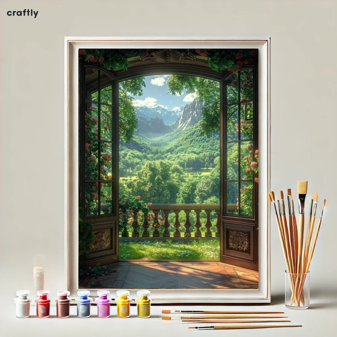 Paint by Numbers – Window View of the Mountains