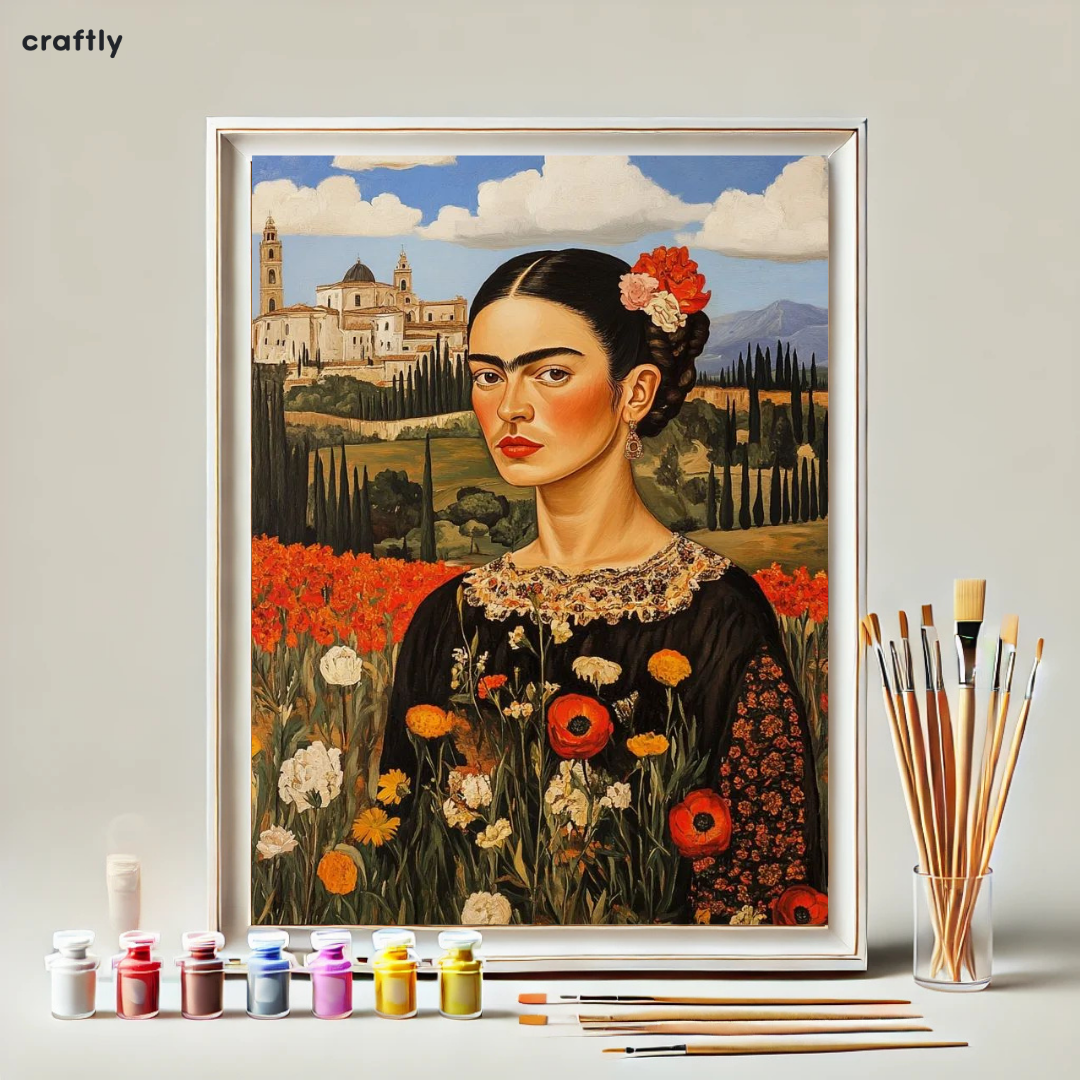 Paint by Numbers – Frida in a Flower Field