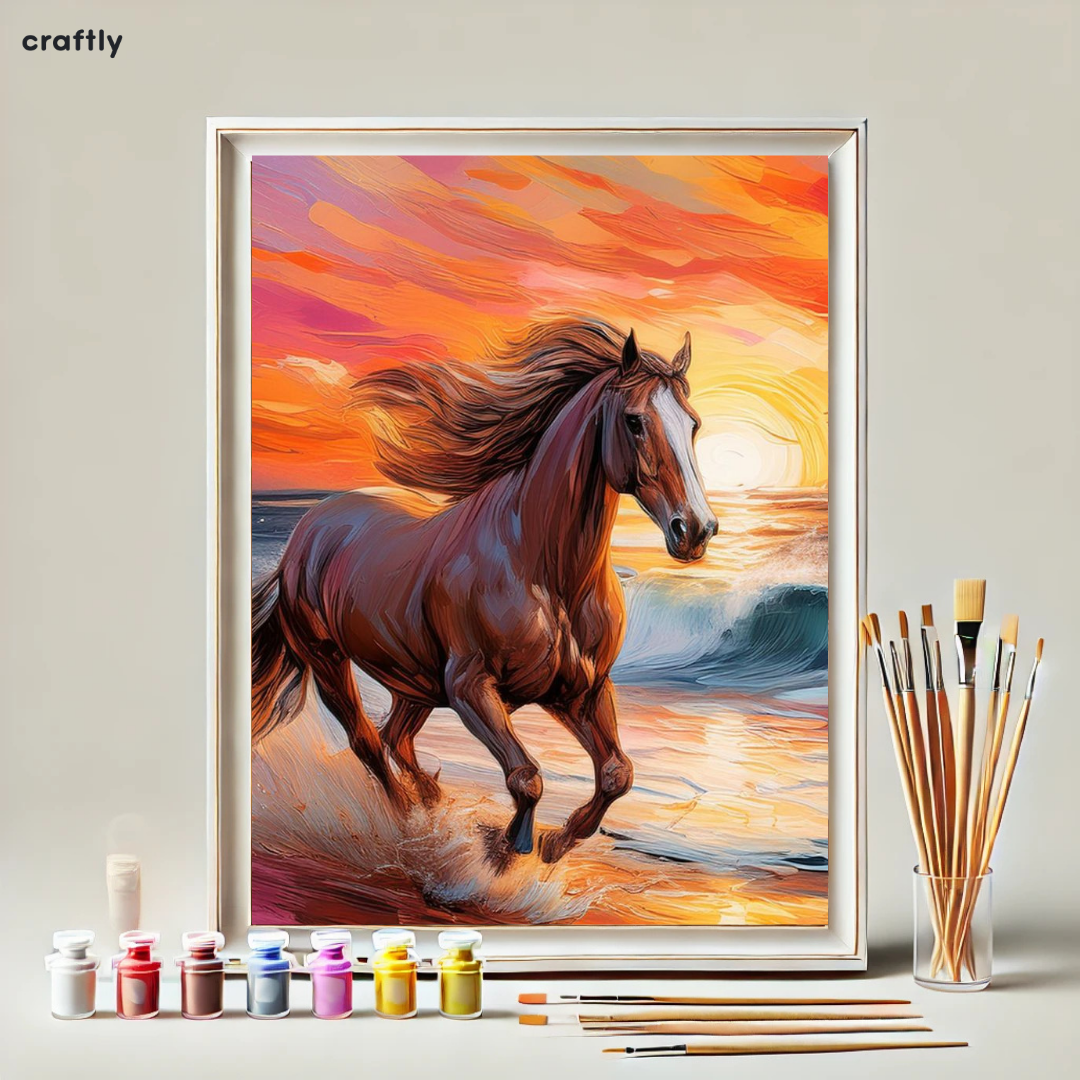 Paint by Numbers – Horse at Sunset on the Beach