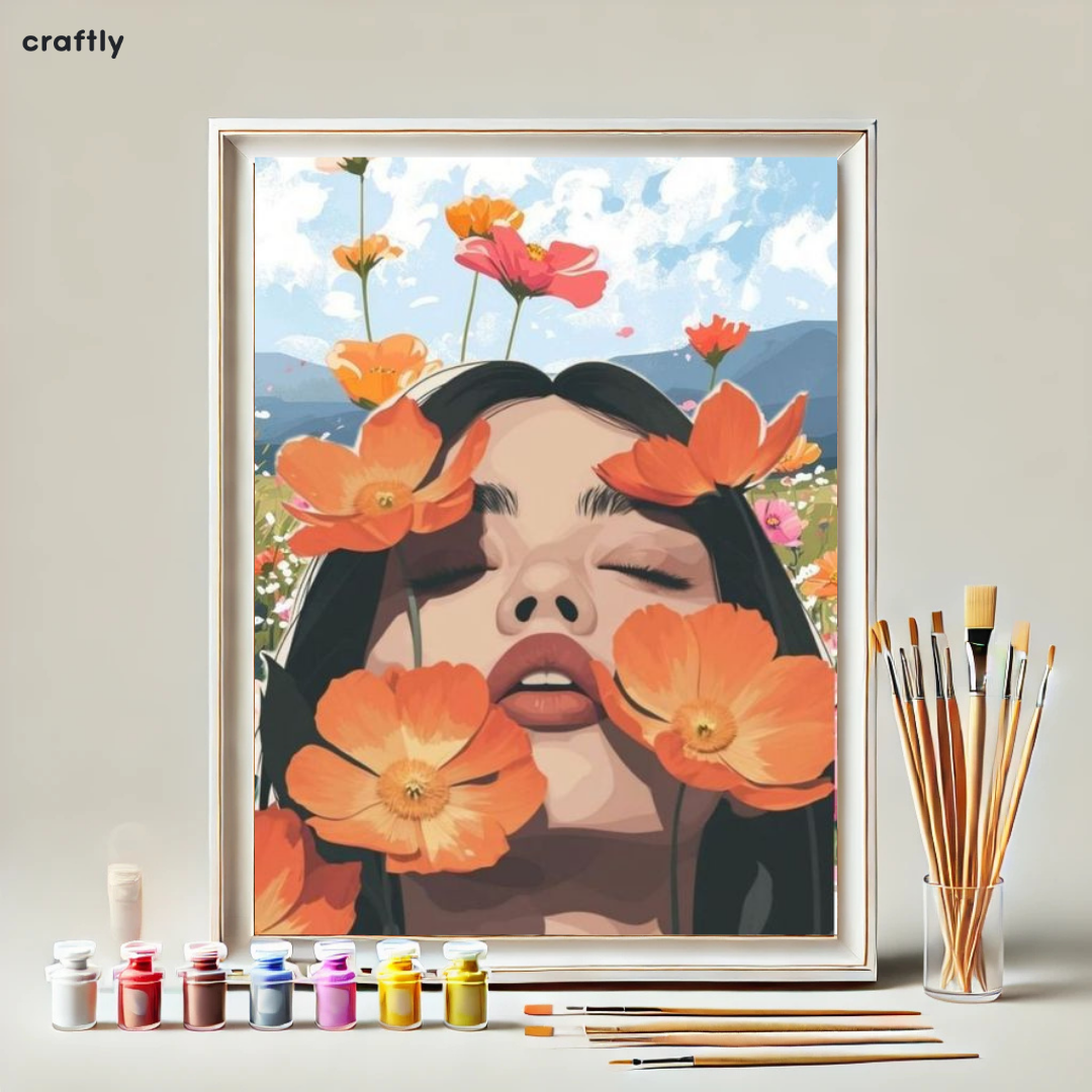Paint by Numbers – Portrait with Orange Flowers