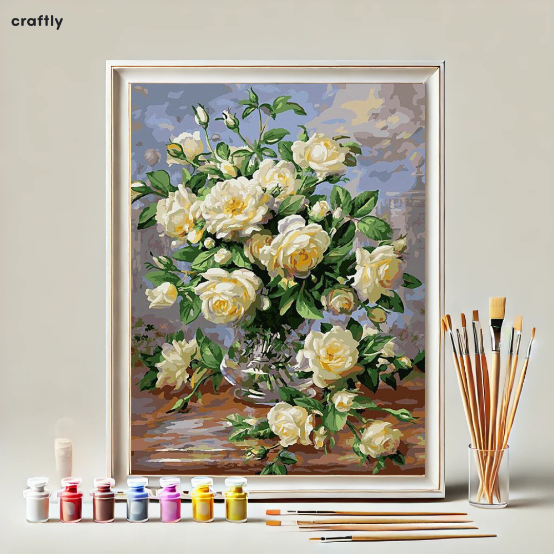 Paint by Numbers – White Rose Bouquet