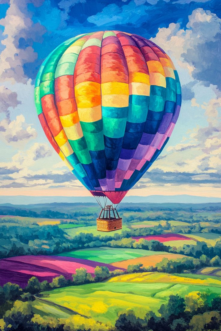 Paint by Numbers – Hot Air Balloon Over Fields