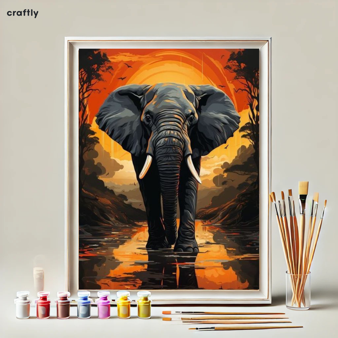 Paint by Numbers – Elephant in African Sunset