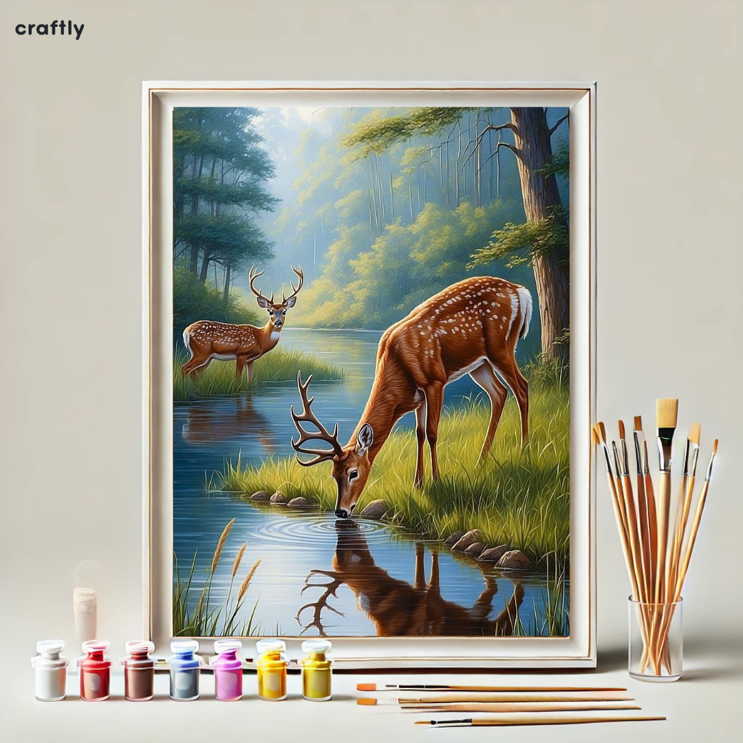 Paint by Numbers – Two Deer in Forest Calm