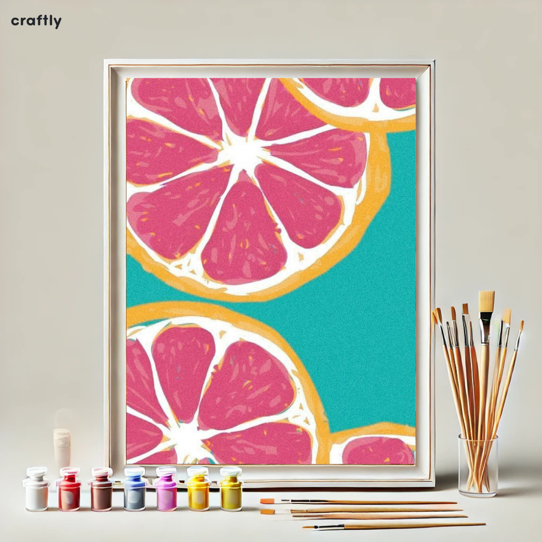 Paint by Numbers – Colourful Oranges on Turquoise Background