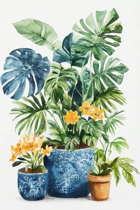 Paint by Numbers – Tropical Potted Plants
