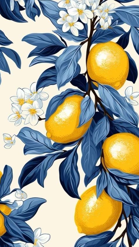 Paint by Numbers – Lemons and Flowers in Blue and White