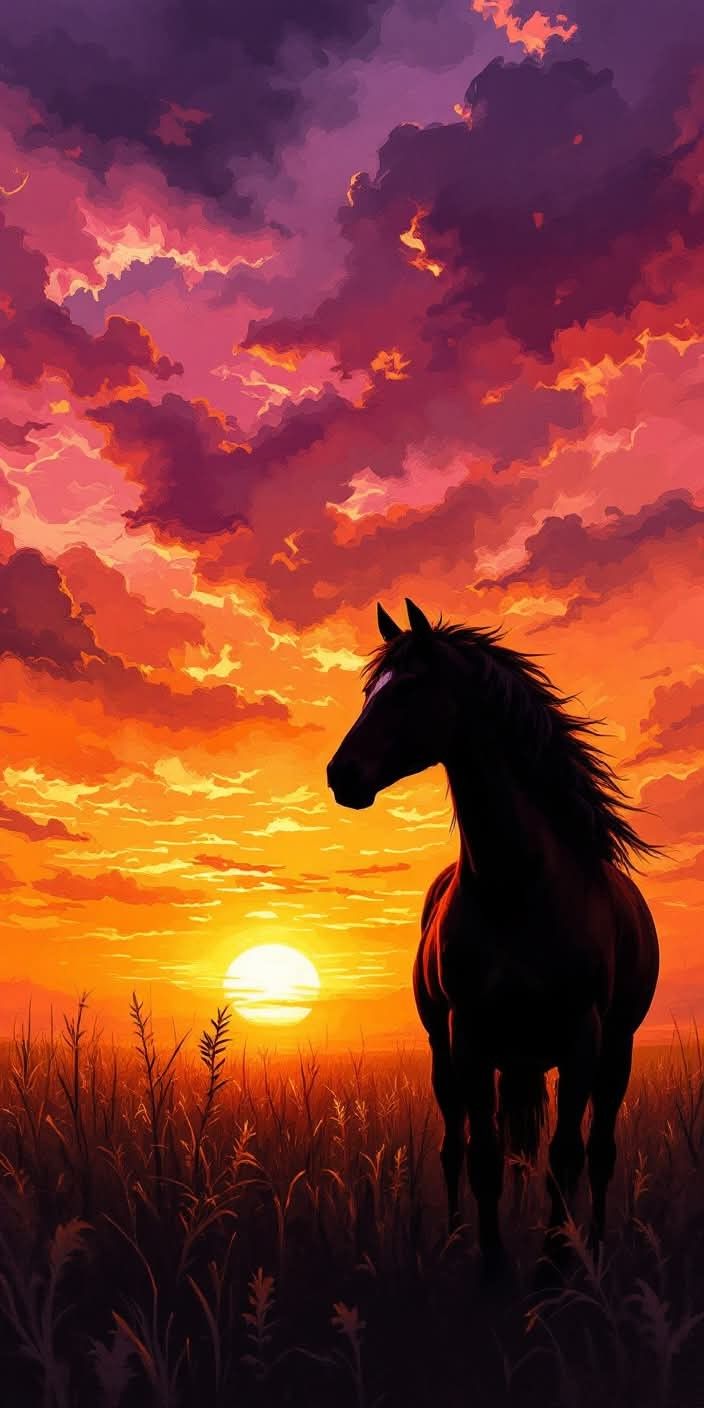 Paint by Numbers – Wild Horse in a Dramatic Sunset