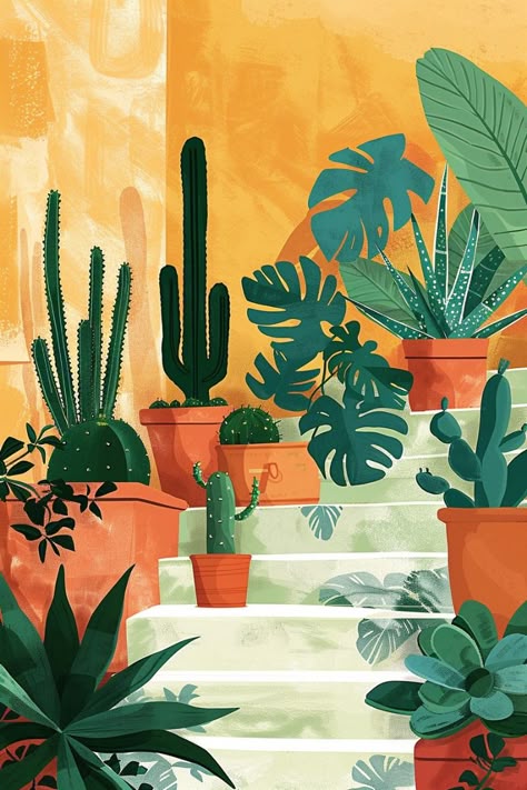 Paint by Numbers – Green Potted Plants