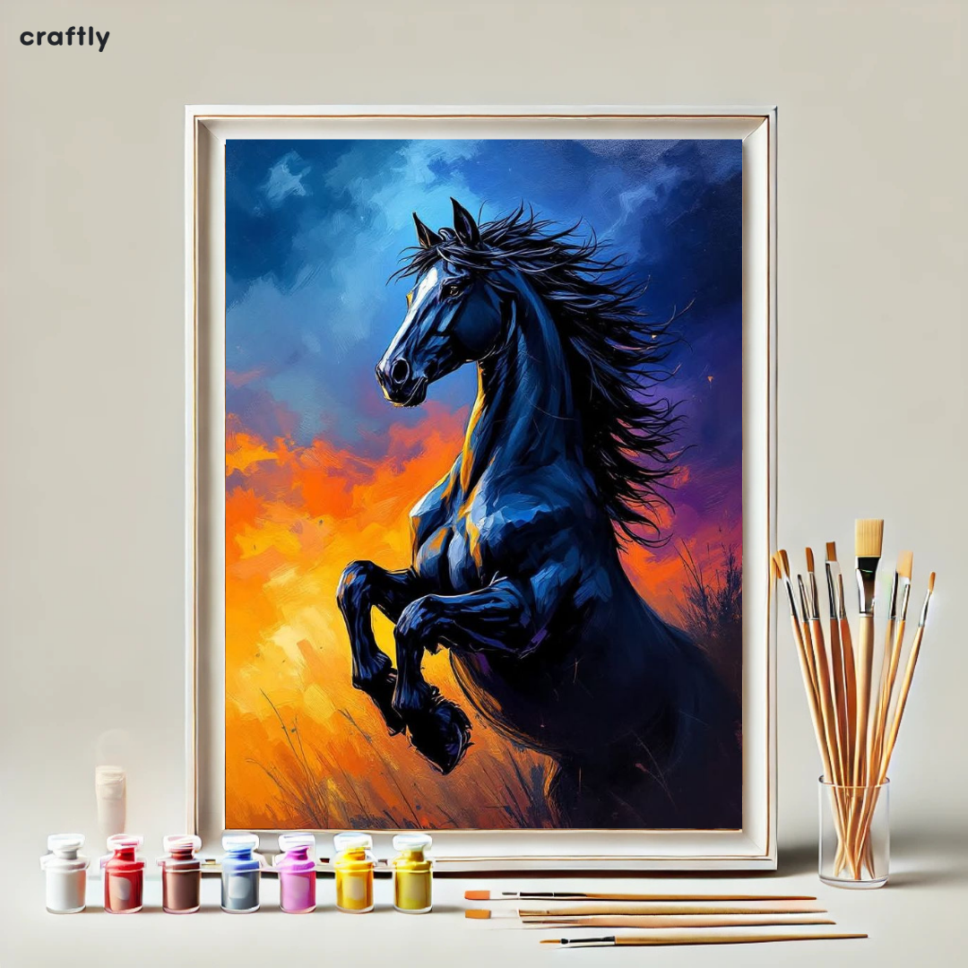 Paint by Numbers – Black Horse in Flames
