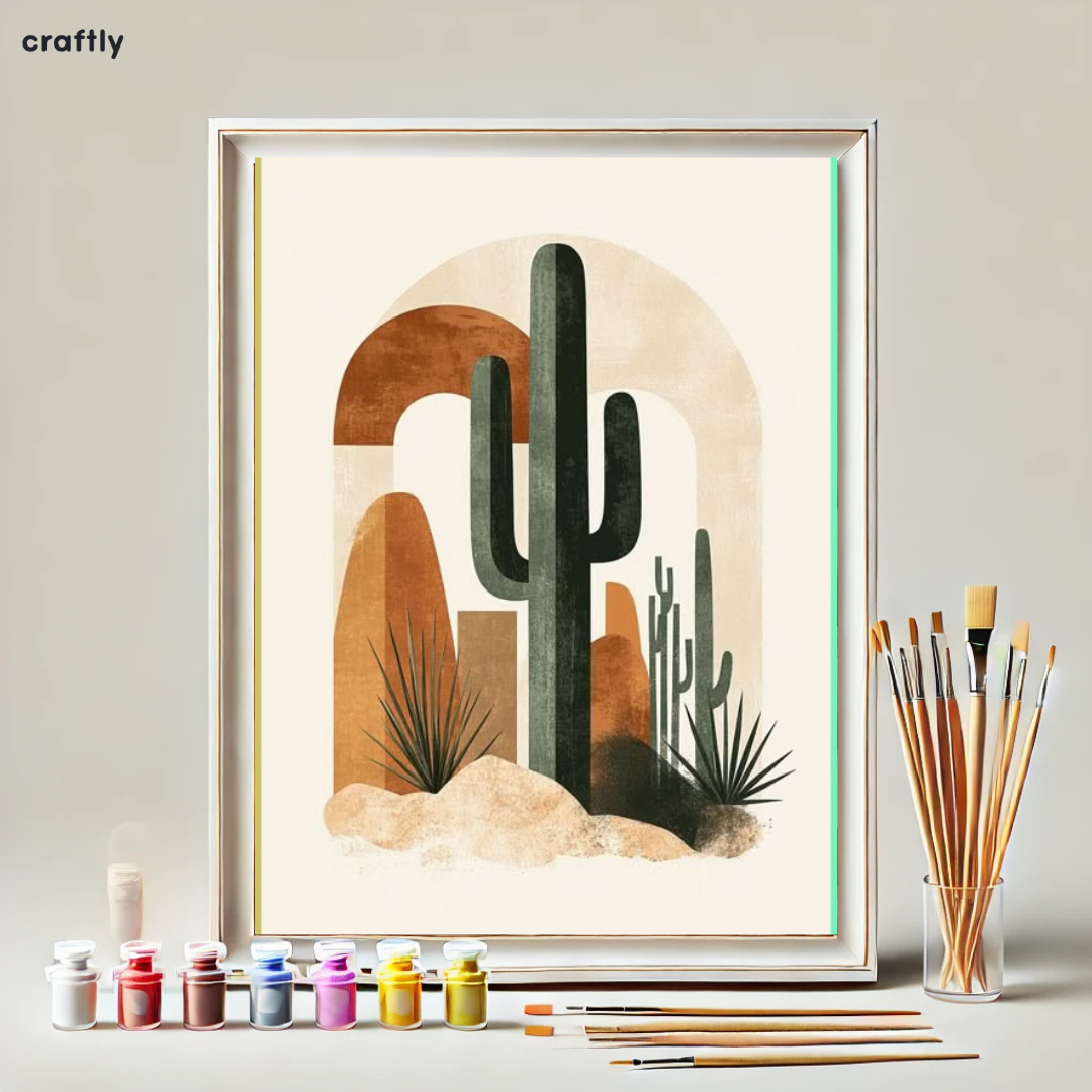 Paint by Numbers – Cactus Scene in the Desert