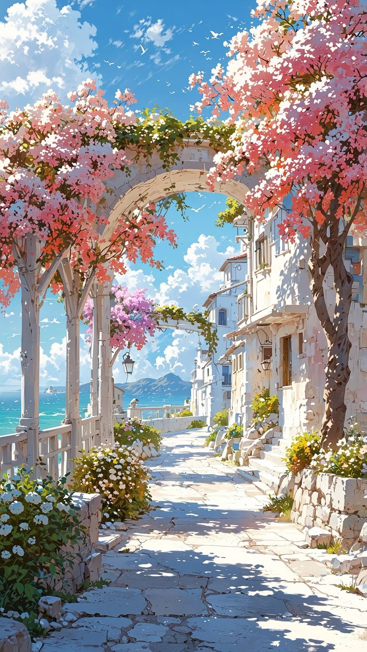 Paint by Numbers – Blooming Street in a Mediterranean Town