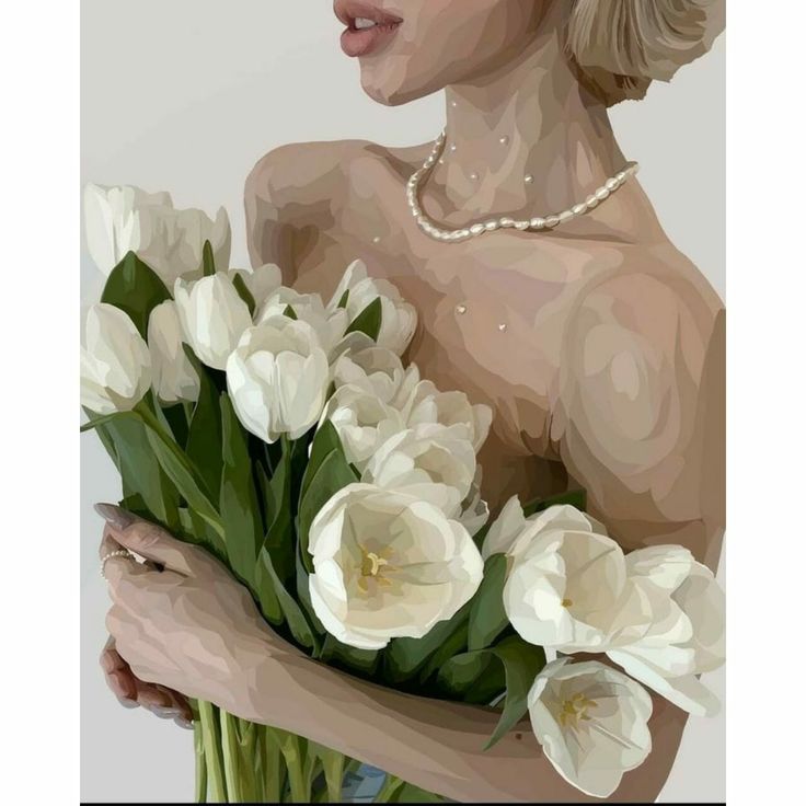 Paint by Numbers – Woman with White Tulips