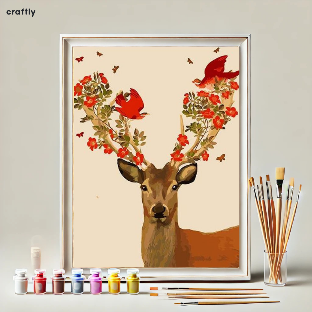 Paint by Numbers – Deer with Birds and Flowers