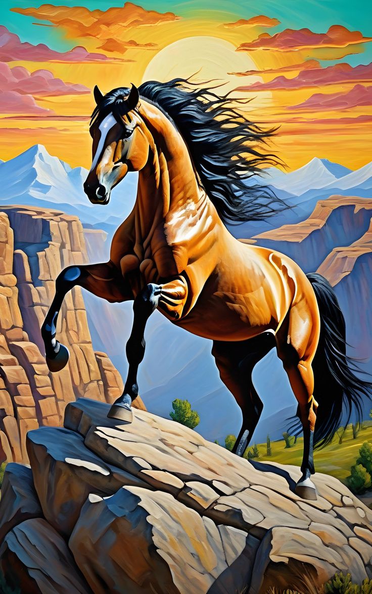 Paint by Numbers – Wild Horse on Mountain Peak