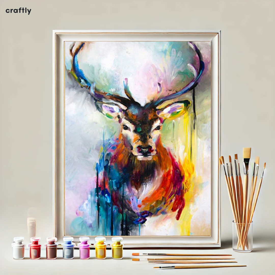 Paint by Numbers – Artistic Deer in Bright Colours