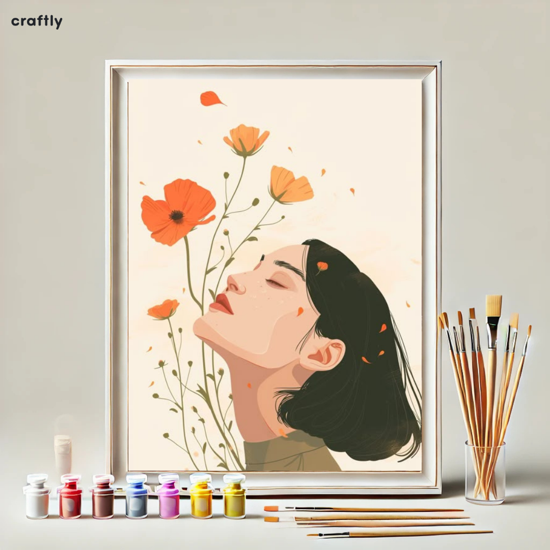 Paint by Numbers – Woman with Flowers in the Wind
