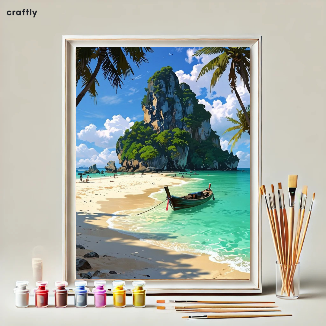 Paint by Numbers – Deserted Island with Boat