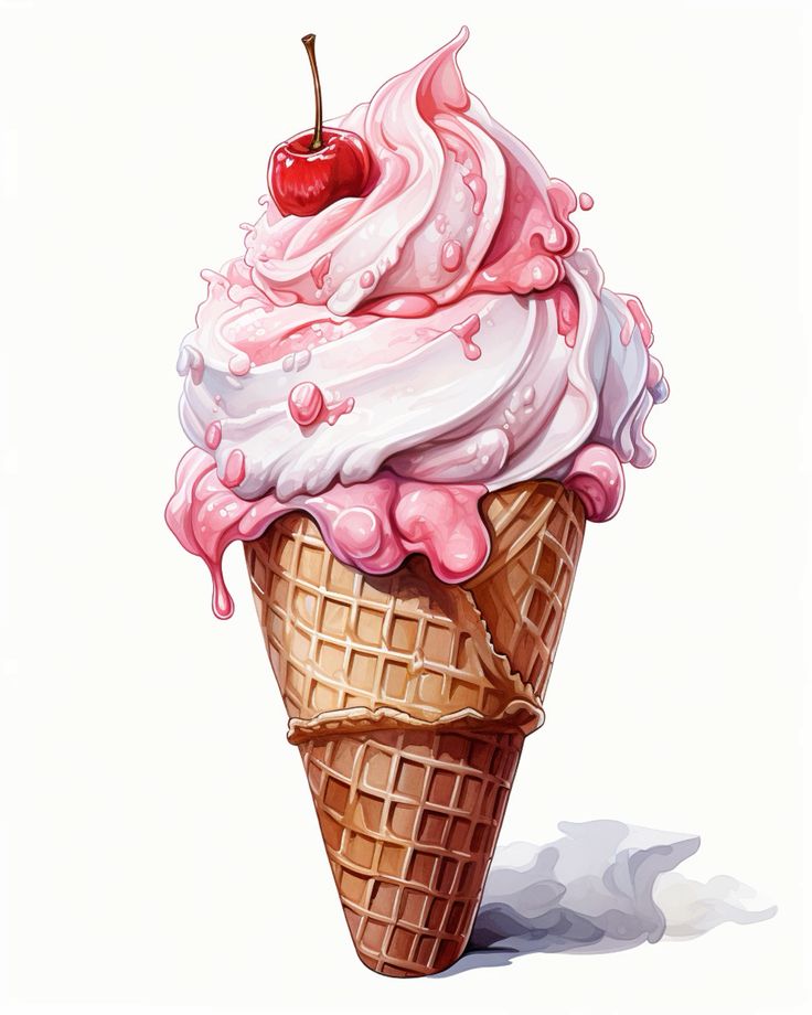 Paint by Numbers – Ice Cream Cup with Whipped Cream and Cherry