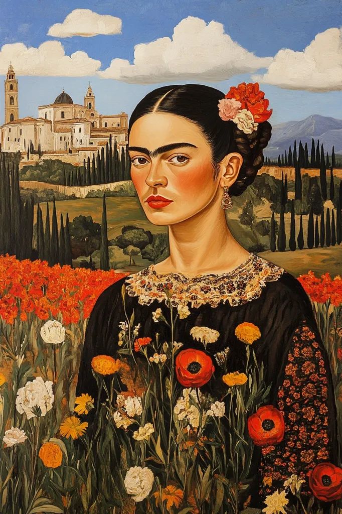 Paint by Numbers – Frida in a Flower Field