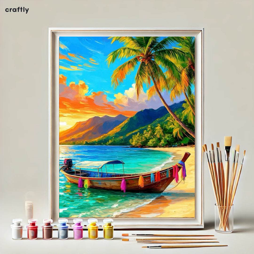 Paint by Numbers – Tropical Boat at Sunset