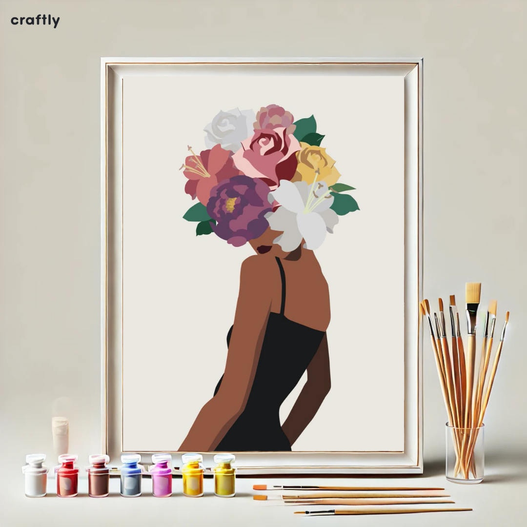 Paint by Numbers – Woman with Colourful Flower Bouquet