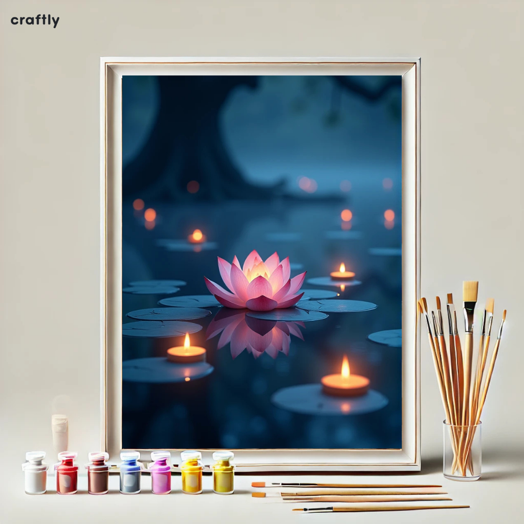 Paint by Numbers – Lotus on a Night Lake