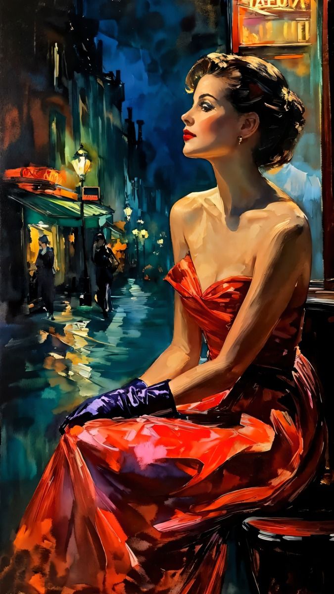 Paint by Numbers – Woman in a Red Evening Dress