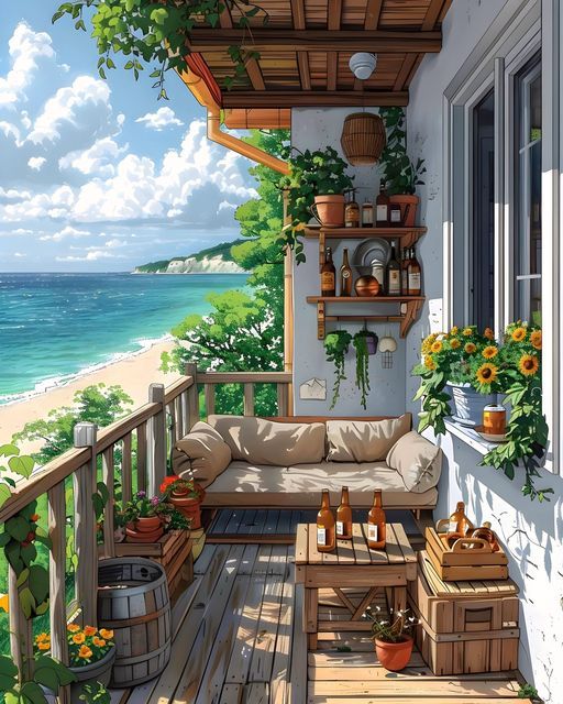 Paint by Numbers – Painting Balcony Facing the Sea